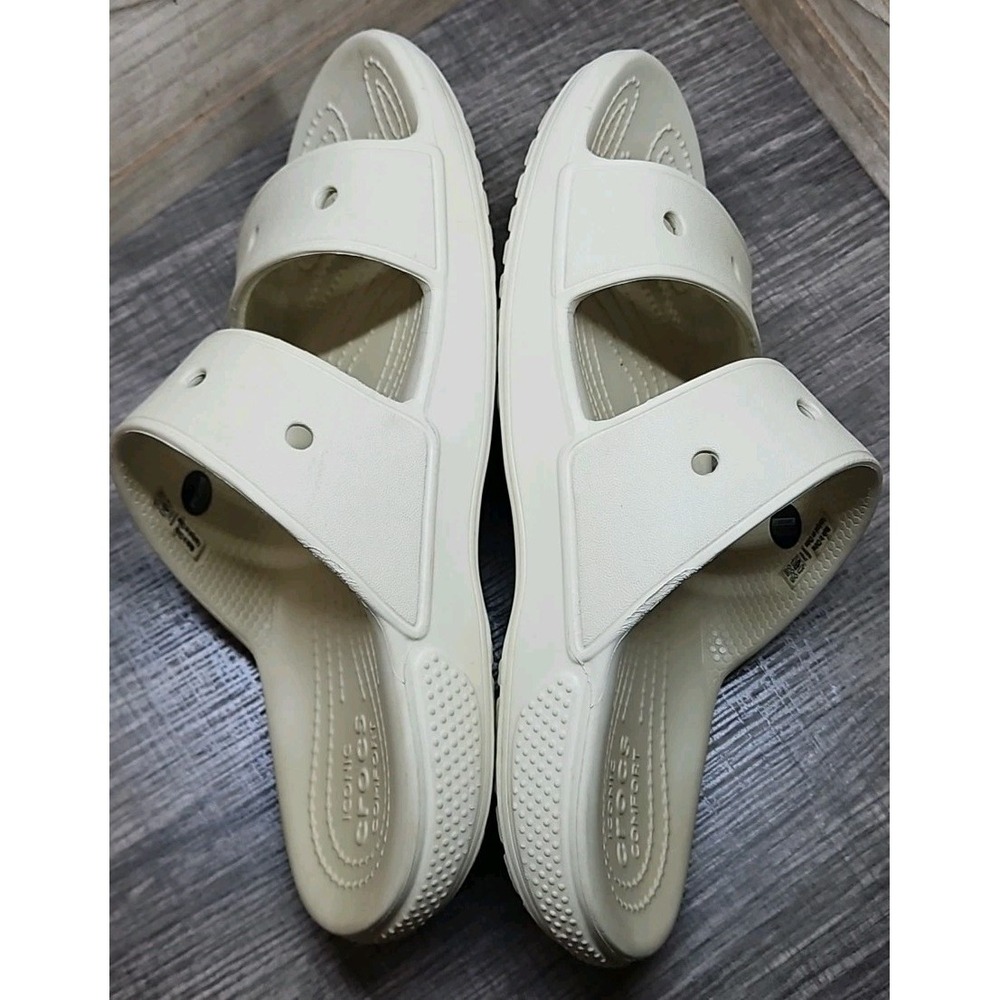 CROCS Ivory Iconic Comfort Slides Sandals Unisex W7 M5 #486‎ - Picture 4 of 6